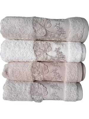 Pupilla Bambu Nakışlı Janet Yaprak El-Yüz Havlu 50X90CM 4'lü Paket