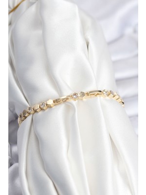 Erdo Ticaret Pirinç Vıp Seri Gold Renk Petek Model Kadın Bileklik