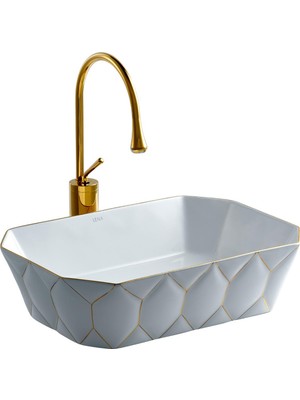 Lena E-8141 Tezgah Üstü Lavabo Altın