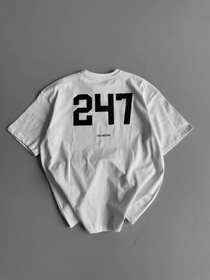 Vexor Erkek Ön ve Arka Baskılı T-Shirt Kısa Kol Bisiklet Yaka Regular Fit Tişört - Beyaz