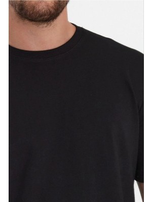 Vexor Erkek Düz Penye Tişört Bisiklet Yaka Kısa Kol Regular Fit T-Shirt - Siyah