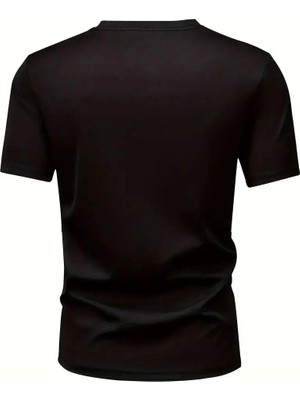 Vexor Erkek Kısa Kol Yazlık Tişört Bisiklet Yaka Baskılı Oversize T-Shirt - Siyah