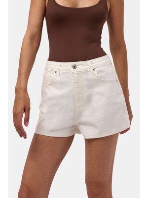 It's Basic Kadın Kırık Beyaz 7s6-101 Mini Mom Denim Şort