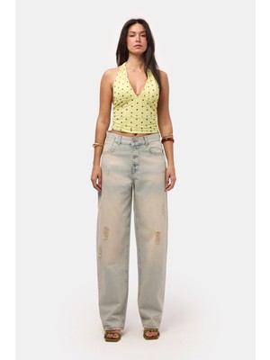 It's Basic Kadın Kot Rengi 12s6-65 Loose Baggy Fit Denim Jean