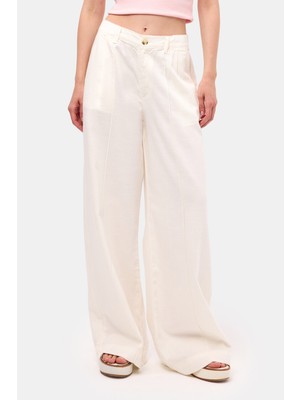 It's Basic Kadın Kırık Beyaz s6-101 Palazzo Fit Bol Kesim Pantolon