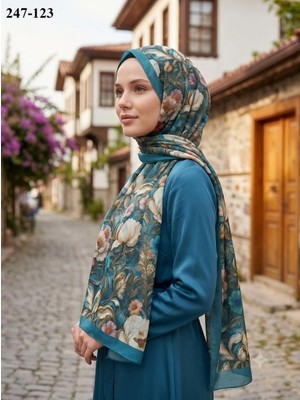 Sharell Fransız Ipeği Şal (Koyu Turkuaz) 247-123