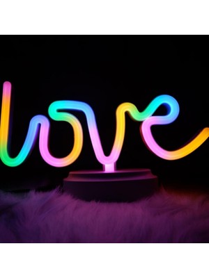 Cansa Neon Işıklı Love Yazılı Masa Gece Lambası