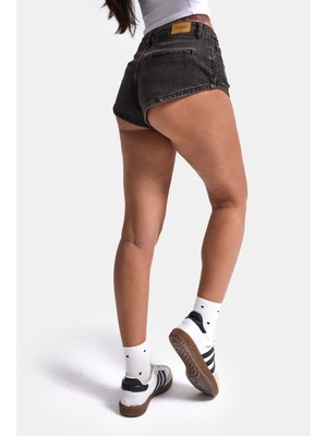 It's Basic Kadın Koyu Füme 11s6-1 Süper Mini %100 Koton Denim Şort