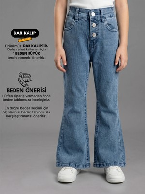 Robin Kids Kız Çocuk Beli Lastikli Likralı Ispanyol Paça Kot Pantolon