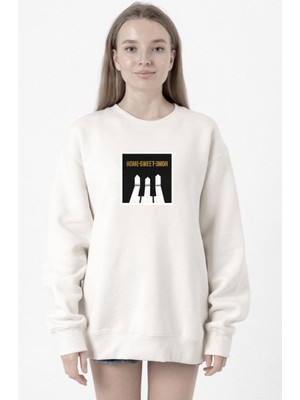 Tshirthane G-Dragon Home Sweet Home Beyaz Kadın 2ip Sweatshirt