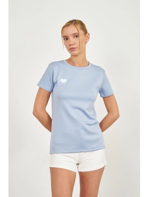 Tiffany & Tomato Kalp Nakışlı Kısa Kol Modal T-Shirt
