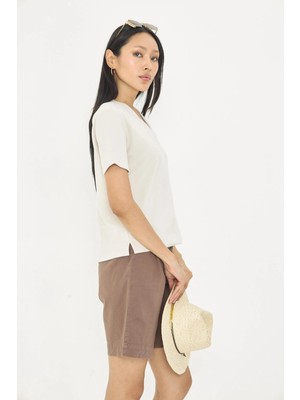 Tiffany & Tomato V Yaka Oversize Modal T-Shirt