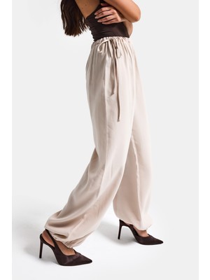 It's Basic Kadın Bej s6-106 Baggy Jogger Fit Bol Kesim Pantolon