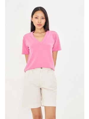 Tiffany & Tomato V Yaka Oversize Modal T-Shirt