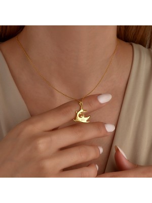 Nox Jewelry 14 Ayar Altın Kaplama Köpek Balığı Figürlü Gümüş Kolye - CN00489