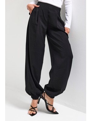 It's Basic Kadın Siyah s6-1 Baggy Jogger Bol Kesim Pantolon