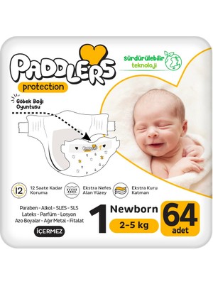 Paddlers Protection Yenidoğan Bebek Bezi 1 Numara (2-5 ) 64 Adet