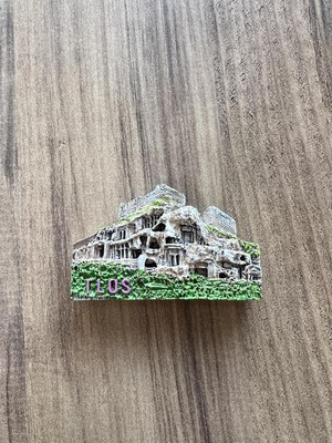 Vavis Magnet Tlos Antik Kent, Dekoratif Mıknatıslı Antik Şehir Tasarımı, Beyaz ve Yeşil, El Yapımı Hediyelik Eşya