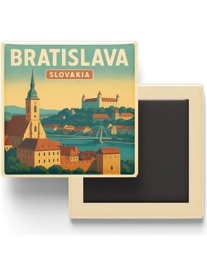 Vavis Bratislava Slovakya - Eski Şehir - Baskılı Buzdolap Magneti Kare 9x9 cm