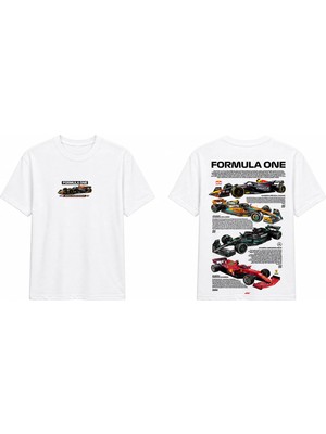 Tomris Dtg Baskı Formula One Racing Cars Oversize T-Shirt