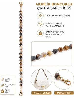 Hobi Dünyası Evim Akrilik Çanta Sapı Örgü El Yapımı Çanta Kulpu Hobi Aksesuarı -Beyaz Füme Karamel