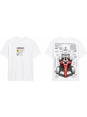 Tomris Dtg Baskı Charles Leclerc Ferrari Formula 1 Oversize T-Shirt