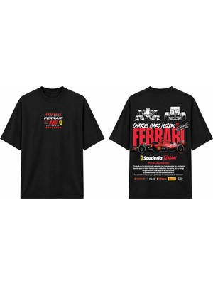Tomris Dtg Baskı S.frrari Formula 1 Oversize T-Shirt