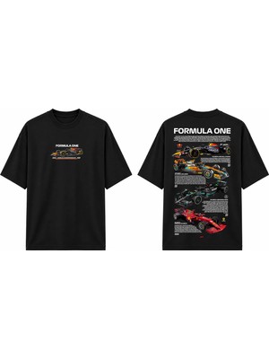 Tomris Dtg Baskı Formula One Racing Cars Oversize T-Shirt