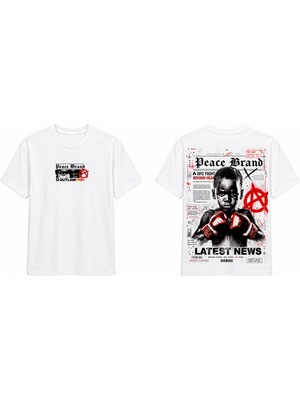 Tomris Dtg Baskı Peace Brand Çocuk Boksör Grafik Baskılı Oversize T-Shirt