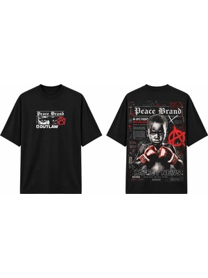 Tomris Dtg Baskı Peace Brand Çocuk Boksör Grafik Baskılı Oversize T-Shirt