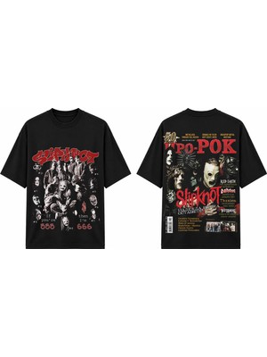 Tomris Dtg Baskı Slpknot Nonagram Vintage Koleksiyon Oversize T-Shirt
