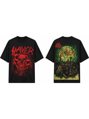 Tomris Dtg Baskı Slyr Live Undead Konser Oversize T-Shirt