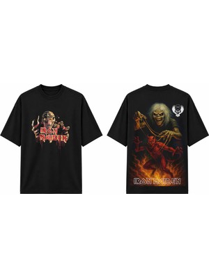 Tomris Dtg Baskı Ironmaiden Heavy Metal Oversize T-Shirt