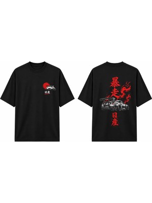 Tomris Dtg Baskı GT-R35 Japon Stil Jdm Oversize T-Shirt