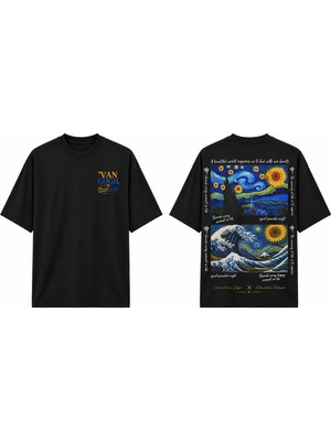 Tomris Dtg Baskı Van Gogh & Hokusai Oversize T-Shirt