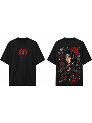 Tomris Dtg Baskı Naruto Itachi Uchiha Akatsuki Anime Oversize T-Shirt