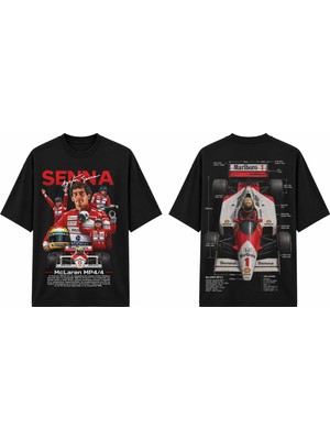 Tomris Dtg Baskı A.senna Mclaren Mp4/4 Formula Oversize T-Shirt