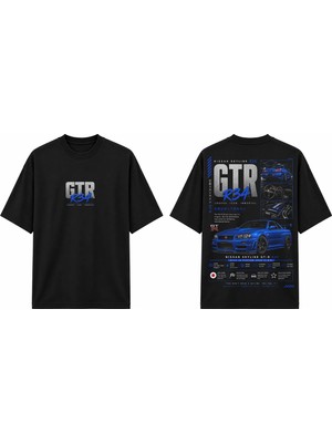 Tomris Dtg Baskı Skyline R34 Jdm Oversize T-Shirt