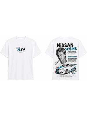 Tomris Dtg Baskı Nissan Skyline R34 Brian O’conner Jdm Oversize T-Shirt