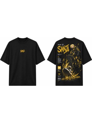 Tomris Dtg Baskı One Piece Sanji Black Leg Anime Oversize T-Shirt