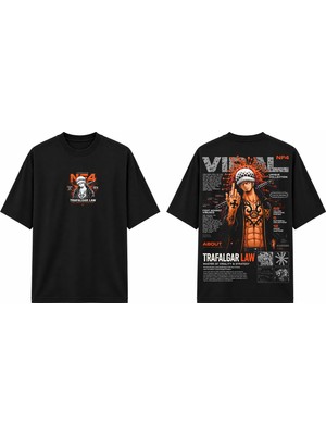 Tomris Dtg Baskı One Piece Trafalgar Law Anime Oversize T-Shirt