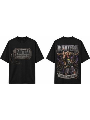 Tomris Dtg Baskı Pntr Cowboys From Hell Vintage Koleksiyon Oversize T-Shirt