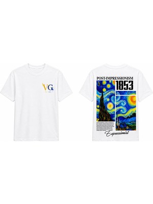 Tomris Dtg Baskı Van Gogh Starry Night Oversize T-Shirt