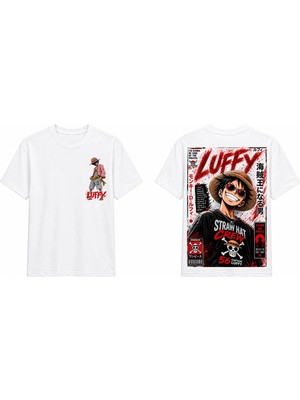 Tomris Dtg Baskı One Piece Monkey D. Luffy Korsan Anime Oversize T-Shirt
