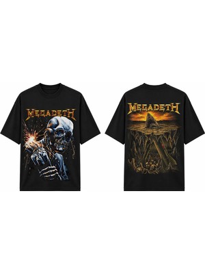 Tomris Dtg Baskı Megadth  Forever Grafik Vintage Koleksiyon Oversize T-Shirt