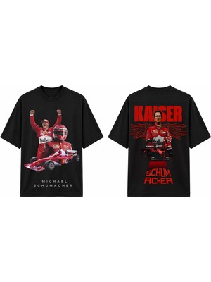 Tomris Dtg Baskı Schumacher Formula Efsanesi Oversize T-Shirt