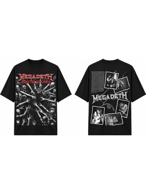 Tomris Dtg Baskı Megadth  Addicted To Chaos Vintage Koleksiyon Oversize T-Shirt