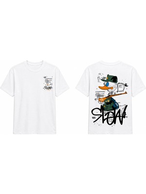 Tomris Dtg Baskı Slow Duck Oversize T-Shirt