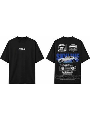 Tomris Dtg Baskı  Gt-R 34  Jdm Oversize T-Shirt