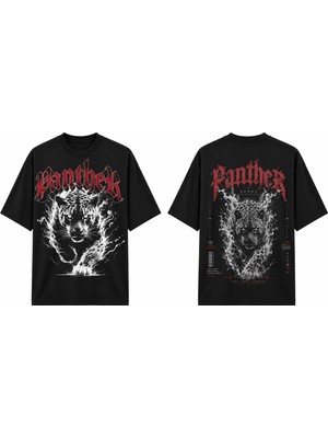 Tomris Dtg Baskı Panther Oversize T-Shirt